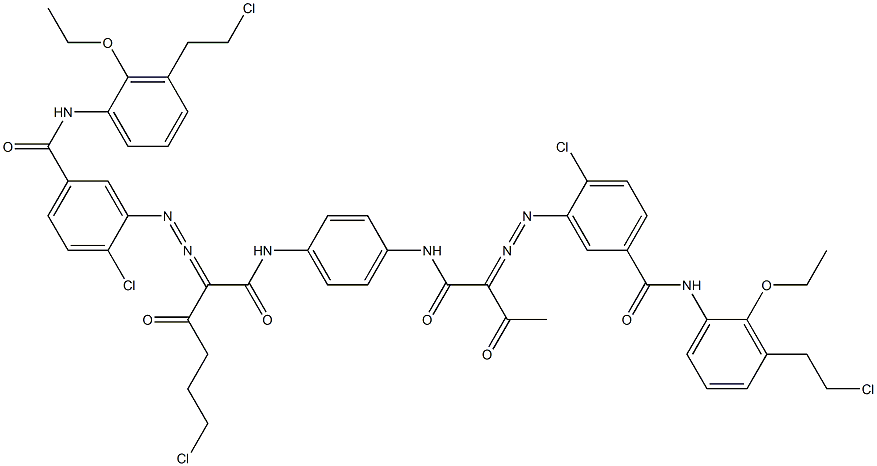 3,3'-[2-(2-Chloroethyl)-1,4-phenylenebis[iminocarbonyl(acetylmethylene)azo]]bis[N-[3-(2-chloroethyl)-2-ethoxyphenyl]-4-chlorobenzamide] 结构式