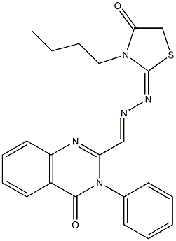 3-(Phenyl)-2-[2-[(2,3,4,5-tetrahydro-3-butyl-4-oxothiazole)-2-ylidene]hydrazonomethyl]quinazoline-4(3H)-one 结构式