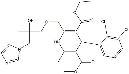 2-[[2-Hydroxy-3-(1H-imidazol-1-yl)-2-methylpropyloxy]methyl]-4-(2,3-dichlorophenyl)-1,4-dihydro-6-methylpyridine-3,5-dicarboxylic acid 3-ethyl 5-methyl ester 结构式