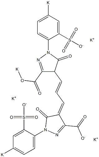 4-[3-[5-Oxo-3-potassiooxycarbonyl-1-(p-potassiosulfophenyl)-2-pyrazolin-4-yl]-2-propenylidene]-5-oxo-1-(p-potassiosulfophenyl)-2-pyrazoline-3-carboxylic acid potassium salt 结构式