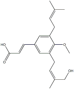 (E)-3-[3-(3-Methyl-2-butenyl)-4-methoxy-5-[(Z)-4-hydroxy-3-methyl-2-butenyl]phenyl]acrylic acid 结构式