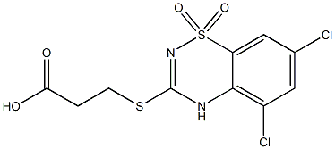 3-[(2-Carboxyethyl)thio]-5,7-dichloro-4H-1,2,4-benzothiadiazine 1,1-dioxide 结构式