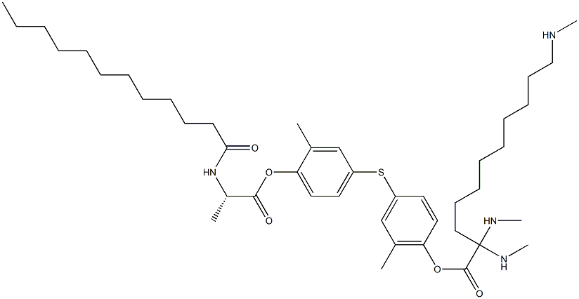 N-Dodecanoyl-L-alanine 4-[4-[11-(trimethylaminio)undecanoyloxy]-5-methylphenylthio]-2-methylphenyl ester 结构式