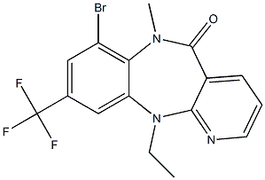 6,11-Dihydro-7-bromo-11-ethyl-9-trifluoromethyl-6-methyl-5H-pyrido[2,3-b][1,5]benzodiazepin-5-one 结构式