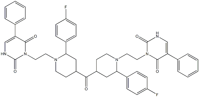 4-Fluorophenyl[1-[2-[(2,6-dioxo-5-phenyl-1,2,3,6-tetrahydropyrimidin)-1-yl]ethyl]piperidin-4-yl] ketone 结构式