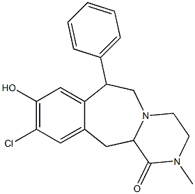 3,4,6,7,12,12a-Hexahydro-7-phenyl-2-methyl-10-chloro-9-hydroxypyrazino[2,1-b][3]benzazepin-1(2H)-one 结构式
