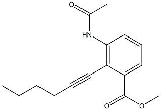 3-Acetylamino-2-(1-hexynyl)benzoic acid methyl ester 结构式