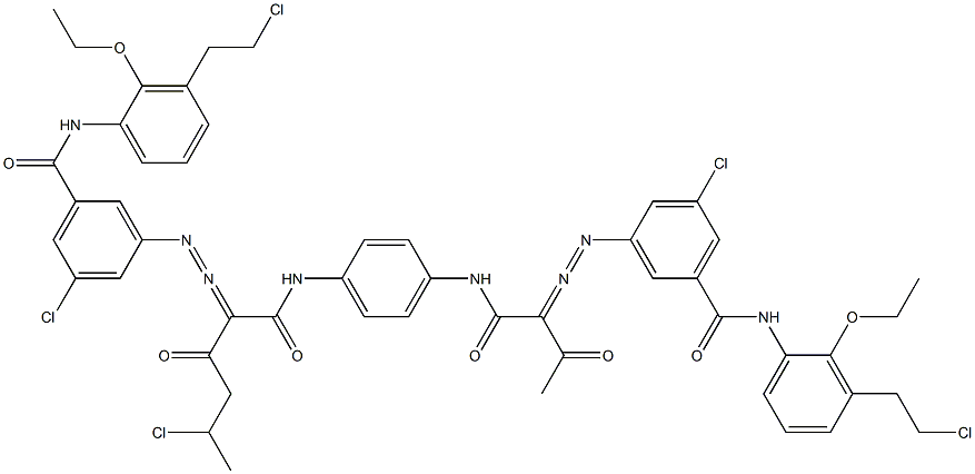 3,3'-[2-(1-Chloroethyl)-1,4-phenylenebis[iminocarbonyl(acetylmethylene)azo]]bis[N-[3-(2-chloroethyl)-2-ethoxyphenyl]-5-chlorobenzamide] 结构式