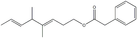 Phenylacetic acid 4,5-dimethyl-3,6-octadienyl ester 结构式