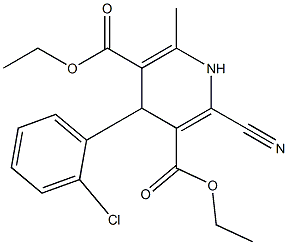 4-(2-Chlorophenyl)-2-cyano-6-methyl-1,4-dihydropyridine-3,5-dicarboxylic acid diethyl ester 结构式