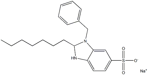 1-Benzyl-2-heptyl-2,3-dihydro-1H-benzimidazole-6-sulfonic acid sodium salt 结构式