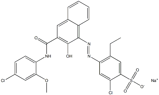 2-Chloro-5-ethyl-4-[[3-[[(4-chloro-2-methoxyphenyl)amino]carbonyl]-2-hydroxy-1-naphtyl]azo]benzenesulfonic acid sodium salt 结构式