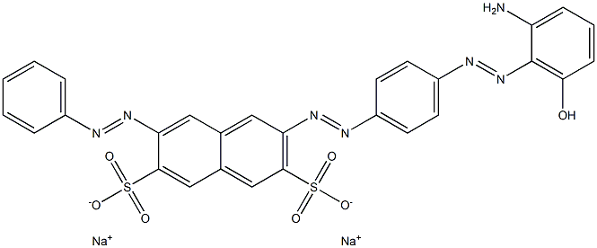 2-[[4-[(2-Amino-6-hydroxyphenyl)azo]phenyl]azo]-7-(phenylazo)-3,6-naphthalenedisulfonic acid disodium salt 结构式