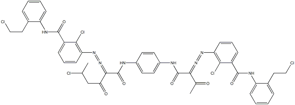 3,3'-[2-(1-Chloroethyl)-1,4-phenylenebis[iminocarbonyl(acetylmethylene)azo]]bis[N-[2-(2-chloroethyl)phenyl]-2-chlorobenzamide] 结构式