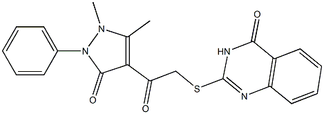 2-[[[(1-Phenyl-2,3-dimethyl-5-oxo-3-pyrazolin-4-yl)carbonyl]methyl]thio]quinazolin-4(3H)-one 结构式