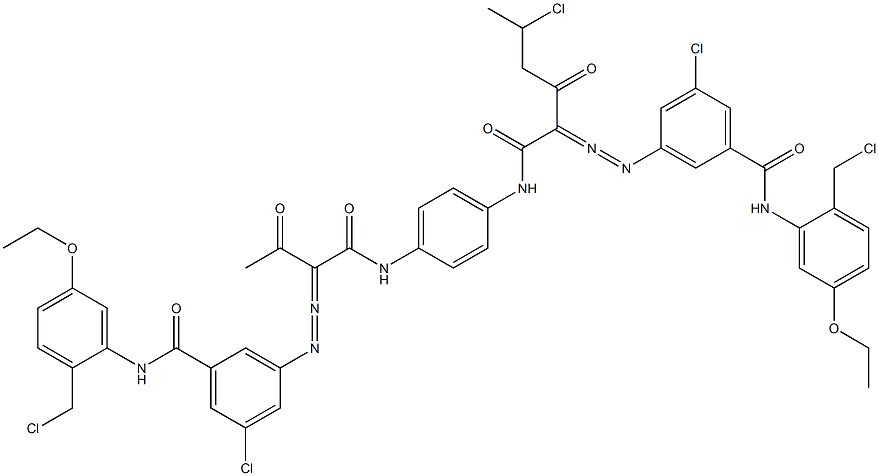 3,3'-[2-(1-Chloroethyl)-1,4-phenylenebis[iminocarbonyl(acetylmethylene)azo]]bis[N-[2-(chloromethyl)-5-ethoxyphenyl]-5-chlorobenzamide] 结构式