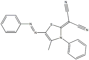 2-[[4-Methyl-3-phenyl-5-(phenylazo)-2,3-dihydrothiazol]-2-ylidene]malononitrile 结构式