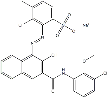 3-Chloro-4-methyl-2-[[3-[[(3-chloro-2-methoxyphenyl)amino]carbonyl]-2-hydroxy-1-naphtyl]azo]benzenesulfonic acid sodium salt 结构式