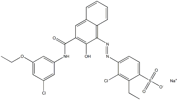 3-Chloro-2-ethyl-4-[[3-[[(3-chloro-5-ethoxyphenyl)amino]carbonyl]-2-hydroxy-1-naphtyl]azo]benzenesulfonic acid sodium salt 结构式