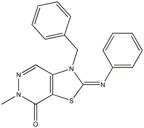 2-(Phenylimino)-3-benzyl-2,3-dihydro-6-methylthiazolo[4,5-d]pyridazin-7(6H)-one 结构式