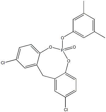 2,10-Dichloro-6-(3,5-dimethylphenoxy)-12H-dibenzo[d,g][1,3,2]dioxaphosphocin 6-oxide 结构式