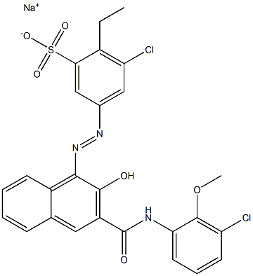 3-Chloro-2-ethyl-5-[[3-[[(3-chloro-2-methoxyphenyl)amino]carbonyl]-2-hydroxy-1-naphtyl]azo]benzenesulfonic acid sodium salt 结构式