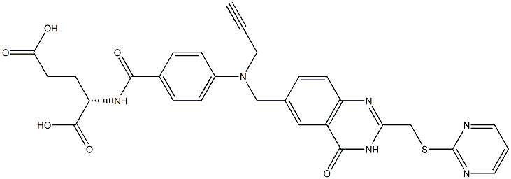 (2S)-2-[4-[N-[(3,4-Dihydro-2-(2-pyrimidinylthiomethyl)-4-oxoquinazolin)-6-ylmethyl]-N-(2-propynyl)amino]benzoylamino]glutaric acid 结构式