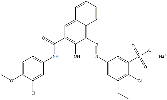 2-Chloro-3-ethyl-5-[[3-[[(3-chloro-4-methoxyphenyl)amino]carbonyl]-2-hydroxy-1-naphtyl]azo]benzenesulfonic acid sodium salt 结构式