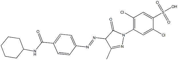 2,5-Dichloro-4-[[4-[[4-[(cyclohexylamino)carbonyl]phenyl]azo]-4,5-dihydro-3-methyl-5-oxo-1H-pyrazol]-1-yl]benzenesulfonic acid 结构式