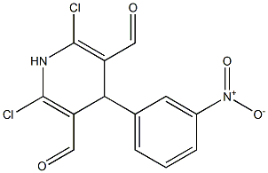 2,6-Dichloro-1,4-dihydro-4-(m-nitrophenyl)pyridine-3,5-dicarbaldehyde 结构式