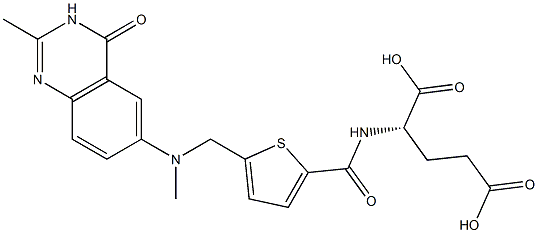 (S)-2-[5-[[N-[(3,4-Dihydro-2-methyl-4-oxoquinazolin)-6-yl]-N-methylamino]methyl]-2-thienylcarbonylamino]glutaric acid 结构式