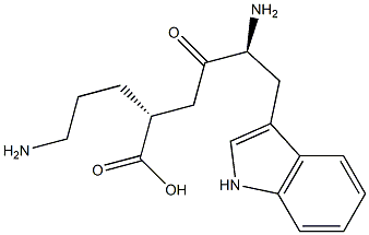 (2R)-5-Amino-2-[(S)-4-(1H-indol-3-yl)-3-amino-2-oxobutyl]pentanoic acid 结构式