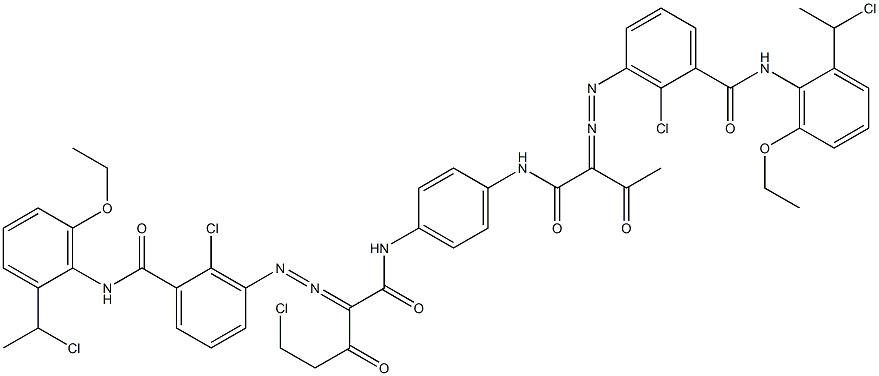 3,3'-[2-(Chloromethyl)-1,4-phenylenebis[iminocarbonyl(acetylmethylene)azo]]bis[N-[2-(1-chloroethyl)-6-ethoxyphenyl]-2-chlorobenzamide] 结构式