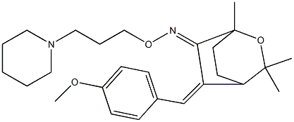 5-[4-Methoxybenzylidene]-1,3,3-trimethyl-2-oxabicyclo[2.2.2]octan-6-one O-[3-piperidinopropyl]oxime 结构式