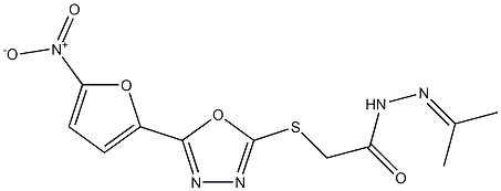 N2-(1-Methylethylidene)-2-[5-(5-nitro-2-furyl)-1,3,4-oxadiazol-2-ylthio]acetohydrazide 结构式