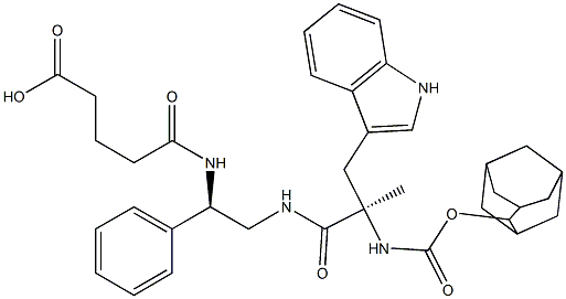 5-[[(1R)-2-[[(2R)-2-(Adamantan-2-yloxycarbonylamino)-3-(1H-indol-3-yl)-2-methylpropanoyl]amino]-1-phenylethyl]amino]-5-oxovaleric acid 结构式