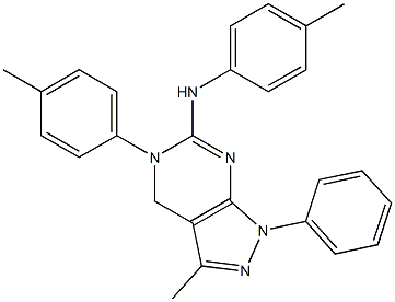 5-(p-Tolyl)-6-(p-tolylamino)-3-methyl-1-phenyl-4,5-dihydro-1H-pyrazolo[3,4-d]pyrimidine 结构式