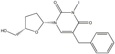 5-[Benzyl]-3-iodo-2',3'-dideoxyuridine 结构式