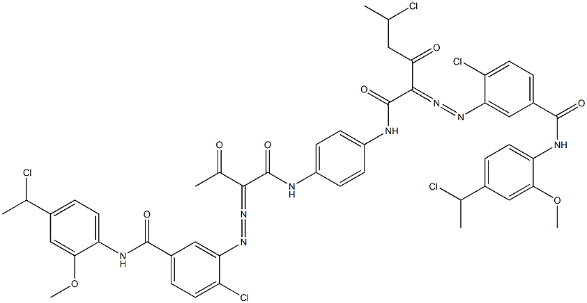 3,3'-[2-(1-Chloroethyl)-1,4-phenylenebis[iminocarbonyl(acetylmethylene)azo]]bis[N-[4-(1-chloroethyl)-2-methoxyphenyl]-4-chlorobenzamide] 结构式