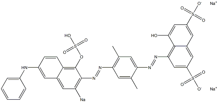 5-Hydroxy-4-[[2,5-dimethyl-4-[(1-hydroxy-6-phenylamino-3-sodiosulfo-2-naphthalenyl)azo]phenyl]azo]naphthalene-2,7-disulfonic acid disodium salt 结构式