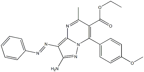 2-Amino-3-phenylazo-5-methyl-7-(4-methoxyphenyl)pyrazolo[1,5-a]pyrimidine-6-carboxylic acid ethyl ester 结构式