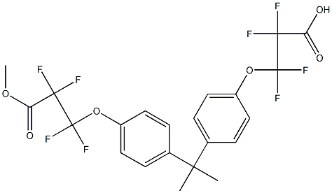 3,3'-[Propane-2,2-diylbis(4,1-phenyleneoxy)]bis(2,2,3,3-tetrafluoropropionic acid methyl) ester 结构式