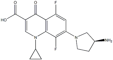 1-Cyclopropyl-7-[(3S)-3-amino-1-pyrrolidinyl]-5,8-difluoro-1,4-dihydro-4-oxoquinoline-3-carboxylic acid 结构式