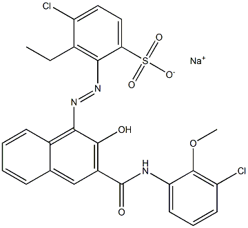 4-Chloro-3-ethyl-2-[[3-[[(3-chloro-2-methoxyphenyl)amino]carbonyl]-2-hydroxy-1-naphtyl]azo]benzenesulfonic acid sodium salt 结构式