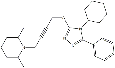4-Cyclohexyl-5-phenyl-3-[[4-(2,6-dimethylpiperidino)-2-butynyl]thio]-4H-1,2,4-triazole 结构式