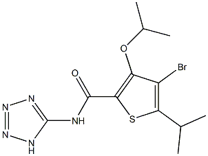 3-Isopropyloxy-4-bromo-5-isopropyl-N-(1H-tetrazol-5-yl)thiophene-2-carboxamide 结构式