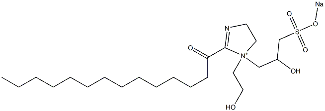 1-(2-Hydroxyethyl)-1-[2-hydroxy-3-(sodiooxysulfonyl)propyl]-2-myristoyl-2-imidazoline-1-ium 结构式