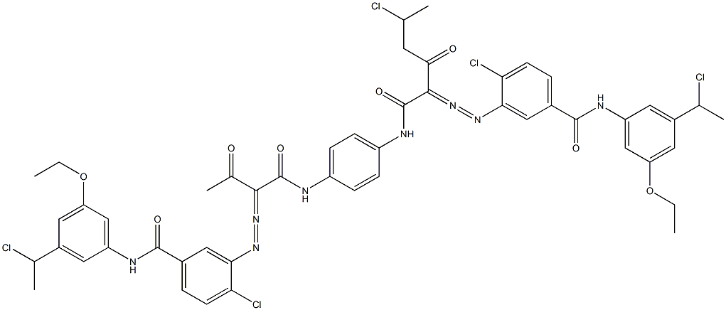 3,3'-[2-(1-Chloroethyl)-1,4-phenylenebis[iminocarbonyl(acetylmethylene)azo]]bis[N-[3-(1-chloroethyl)-5-ethoxyphenyl]-4-chlorobenzamide] 结构式