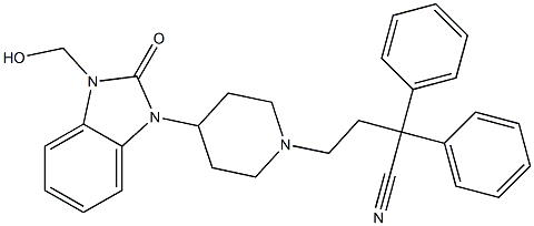 2,2-Diphenyl-4-[4-(2,3-dihydro-3-hydroxymethyl-2-oxo-1H-benzimidazol-1-yl)piperidino]butyronitrile 结构式