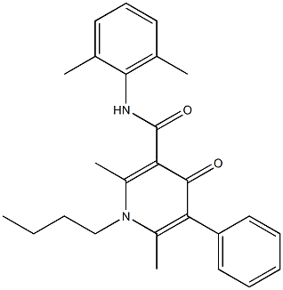 1-Butyl-1,4-dihydro-2,6-dimethyl-5-phenyl-N-(2,6-dimethylphenyl)-4-oxopyridine-3-carboxamide 结构式